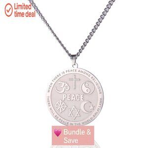 Stainless Steel Coexist Harmony Pendant Necklace Religious Symbol Jewelry